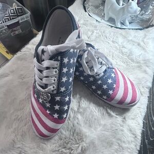 The Bradford Exchange "American Pride" sneakers American flag pattern 2013 6.5